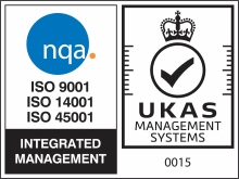 NQA ISO 9001, ISO 14001 and ISO 45001 Integrated Logo - UKAS